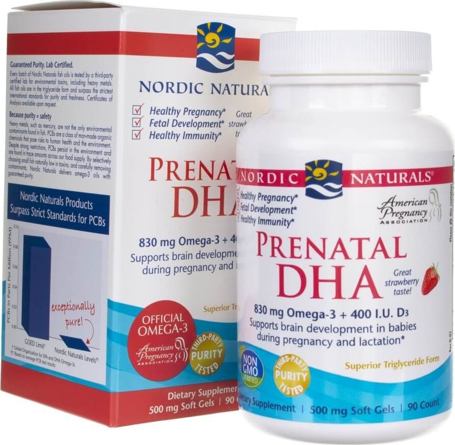Nordic naturals Nordic Naturals Prenatal DHA 830 mg smak truskawkowy - 90 kapsułek