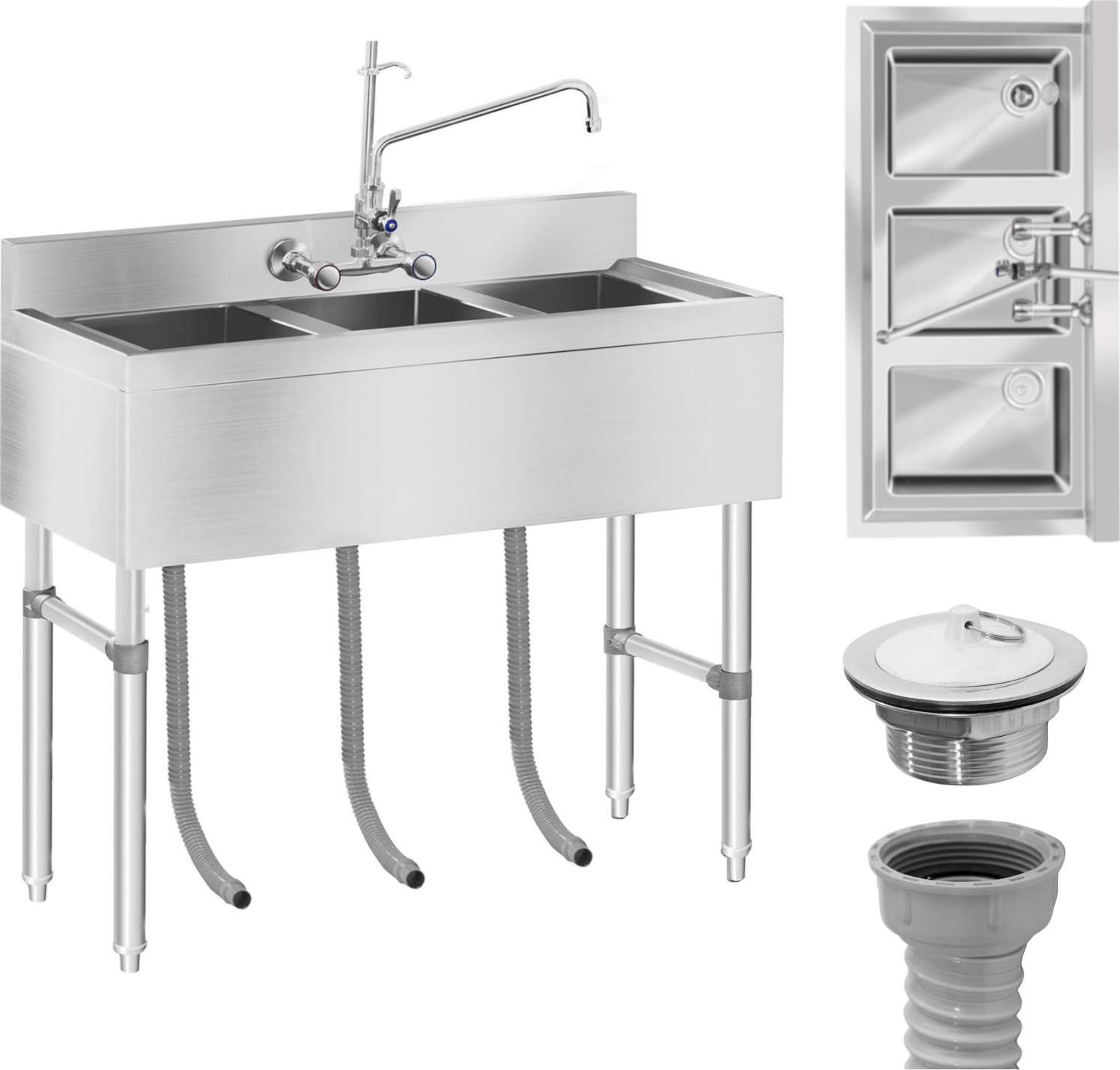 Royal Catering Zlew gastronomiczny ze stali nierdzewnej basen 3 komorowy 100x50cm Zlew gastronomiczny ze stali nierdzewnej basen 3 komorowy 100x50cm (