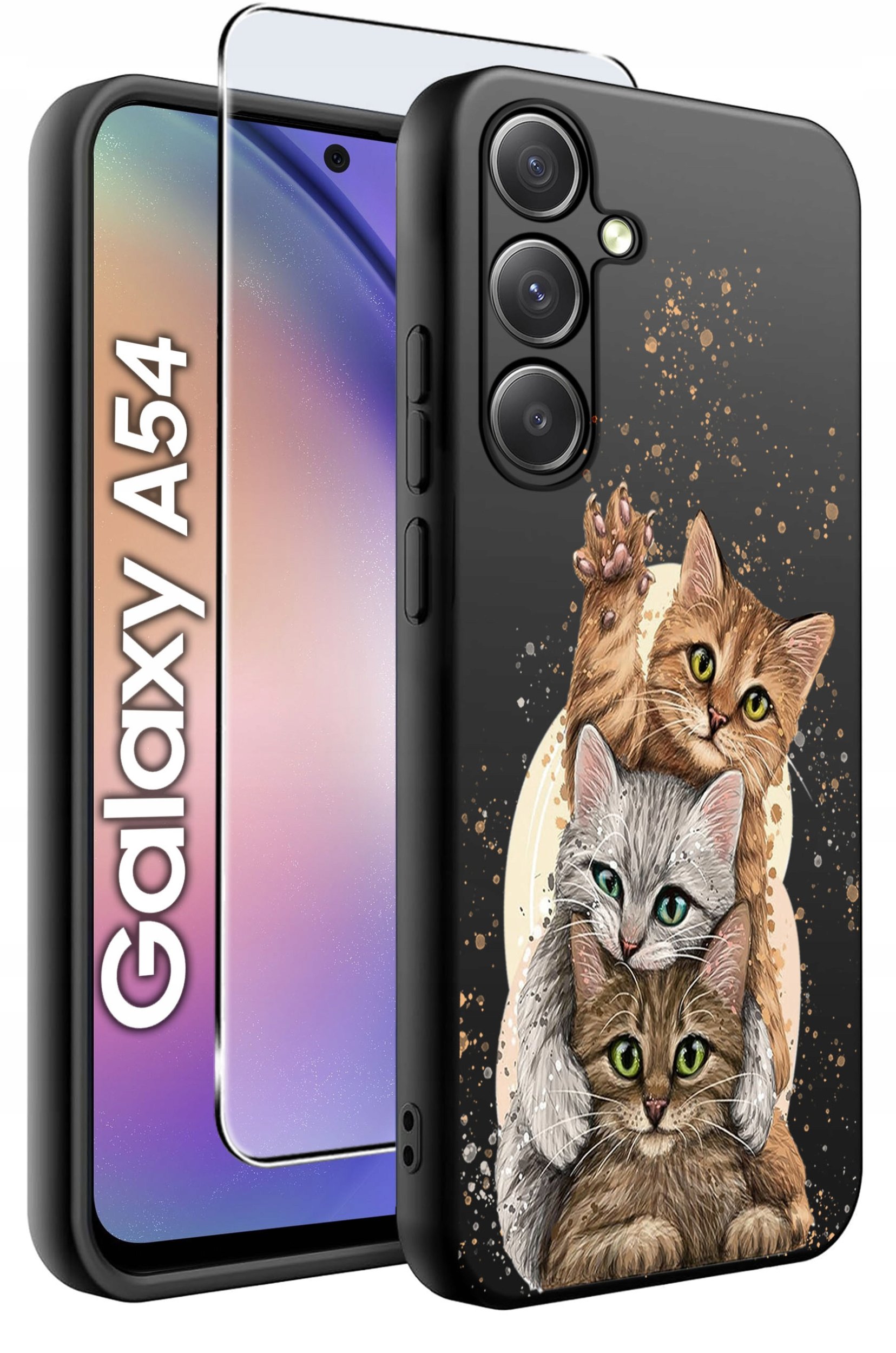 ETUI do Samsung A54 5G WZORY | SILIKONOWE MATT CASE + SZKŁO 9H