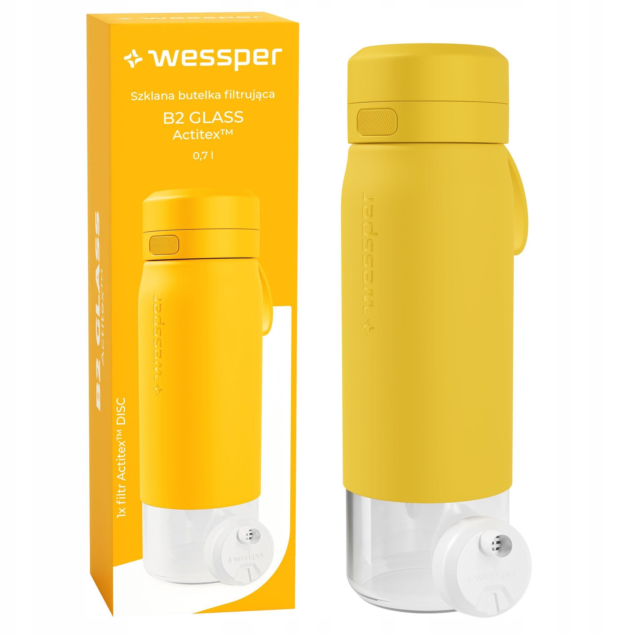 Wessper Butelka filtrująca B2 GLASS Actitex™ 700ml Yellow (WES270-700-YL_K)