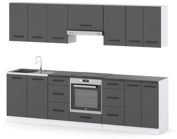 Meble Kuchenne Szare Nowoczesne Kuchnia Roma 2.8m Kuchnia Modułowa Pojemna