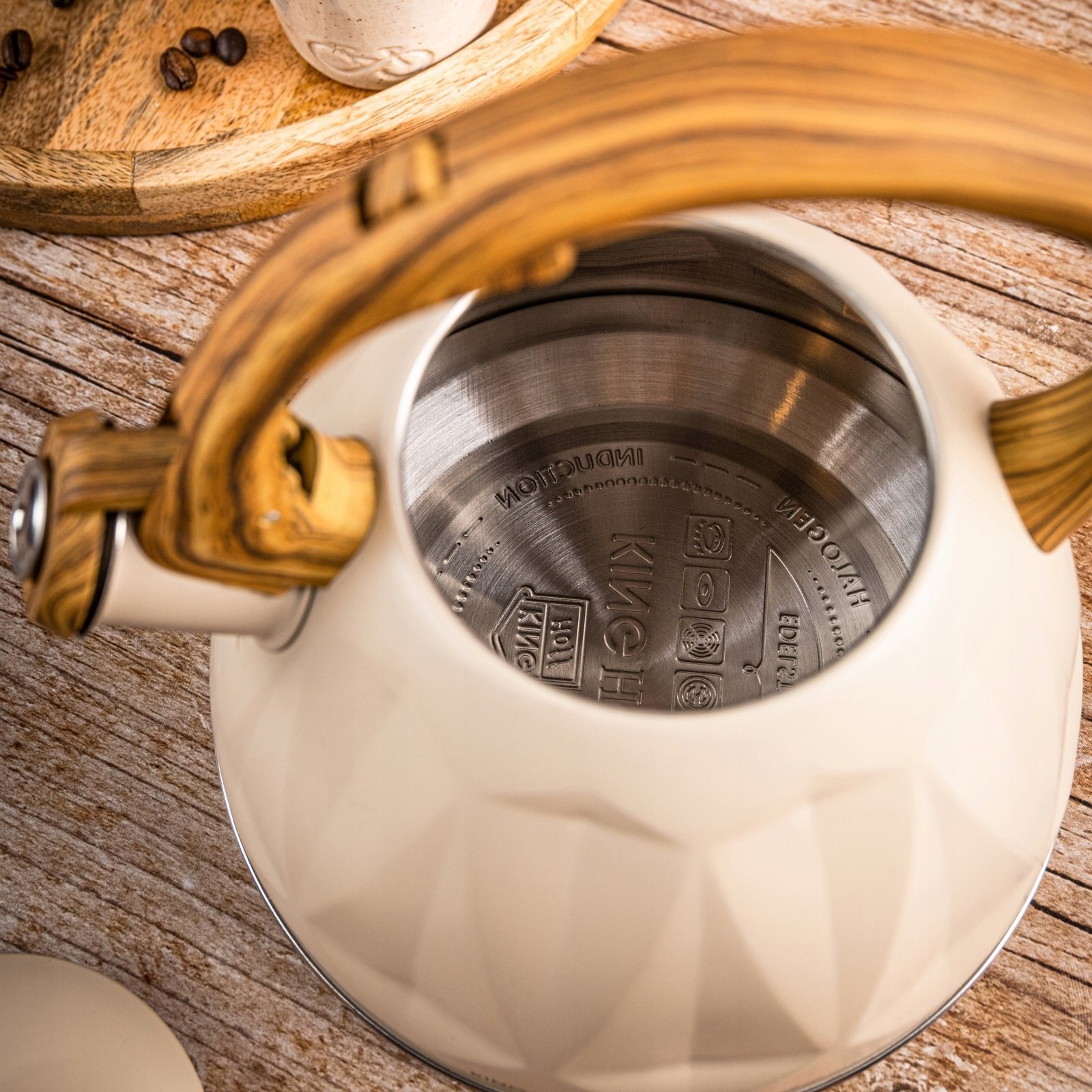 KingHoff CZAJNIK 2L Z GWIZDKIEM KH-1998 matowy beżowy