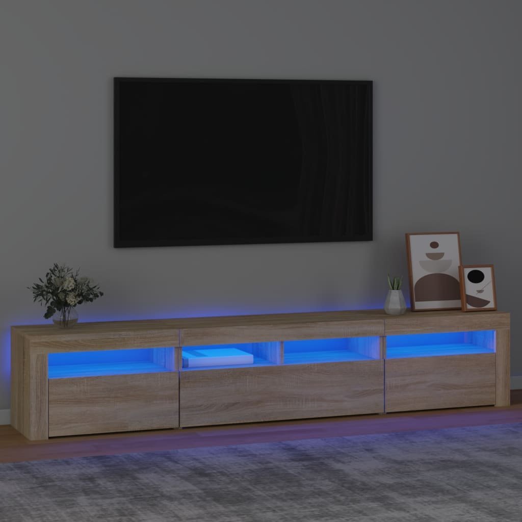 vidaXL Szafka pod TV z oświetleniem LED, dąb sonoma, 210x35x40 cm