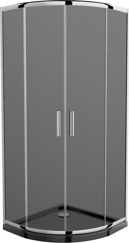 Mexen Mexen Rio kabina prysznicowa półokrągła 90 x 90 cm, grafit, chrom + brodzik Flat, czarny - 863-090-090-01-40-4170