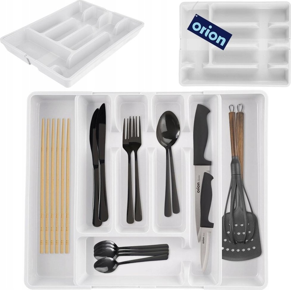 Orion Wkład na sztućce do szuflady rozsuwany biały 36,5x27,5 cm