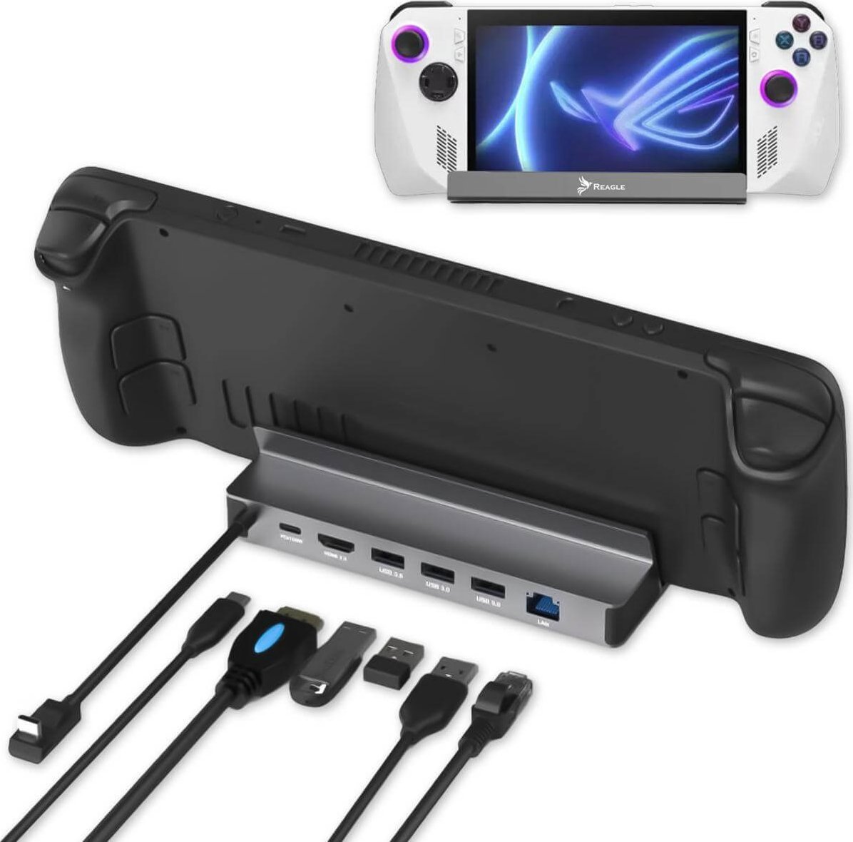 Reagle REAGLE Stacja 6w1 do Steam Deck Asus Rog Ally USB-C HDMI 4K 60 Hz USB 3.0