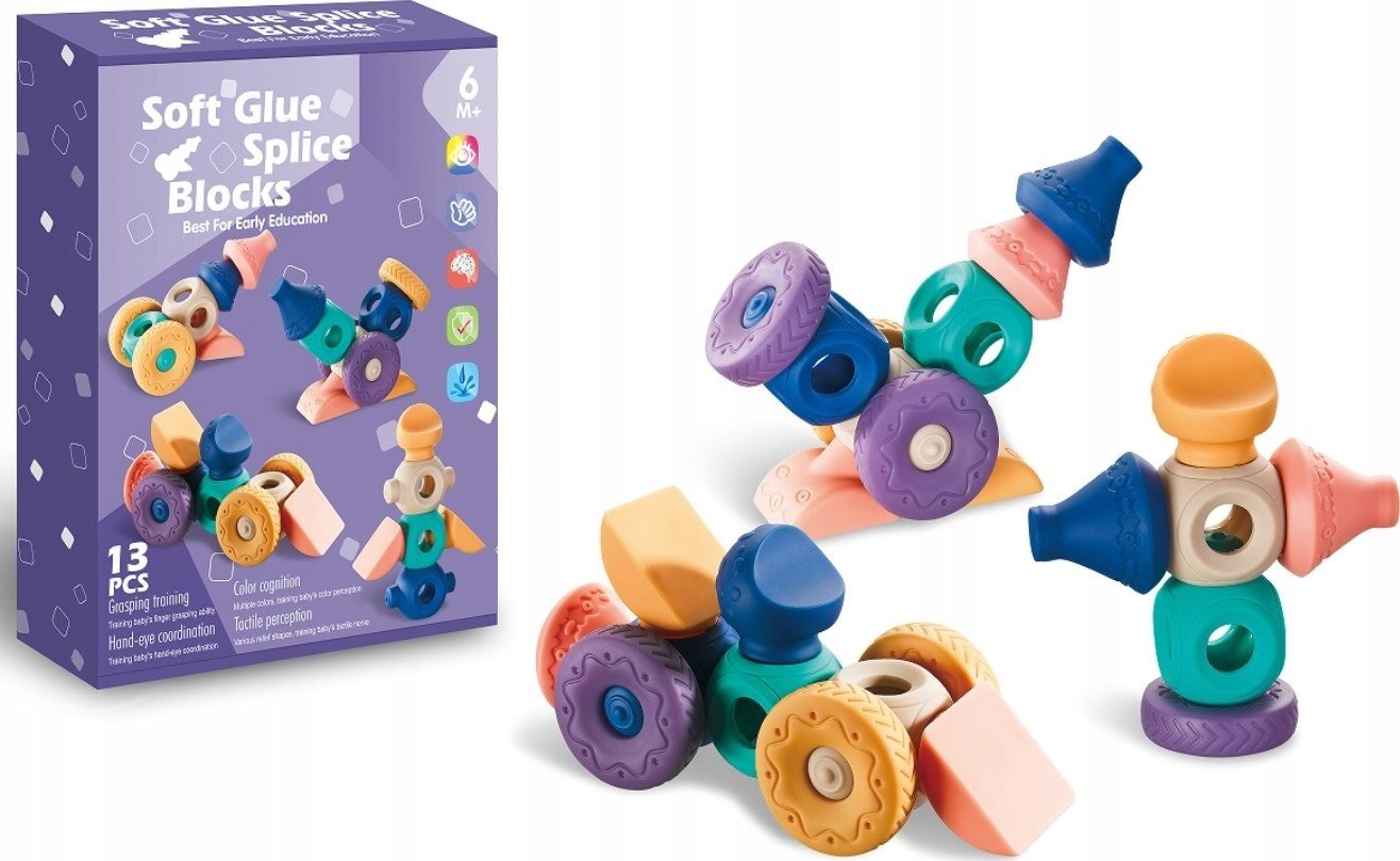 Edukacyjny zestaw klocków dla malucha, Miękkie Klocki Figury geometryczne 13 sztuk
