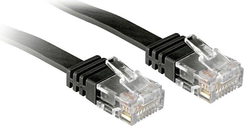 Lindy Patchcord płaski, Cat6, 2m, czarny (47522)