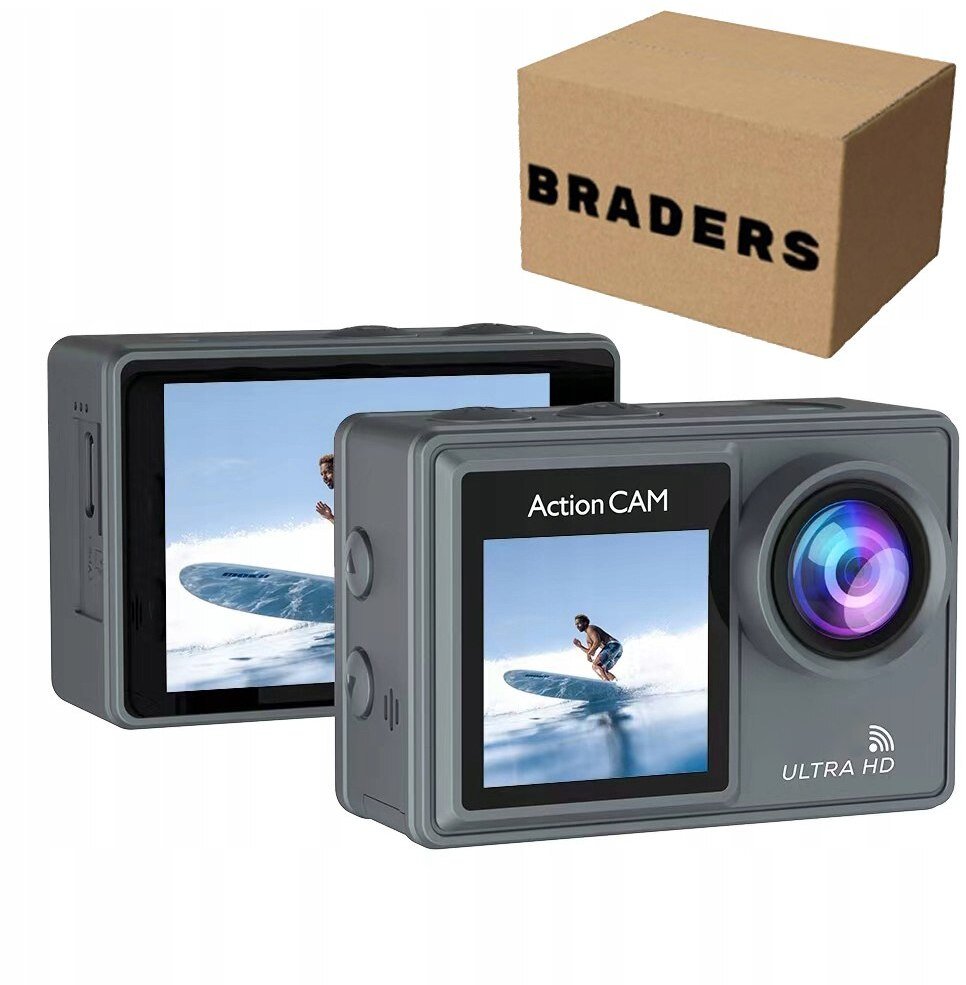 Kamera Sportowa 5K/4K UHD Pilot, Dwustronny Ekran i Obudowa Wodoodporna 30M