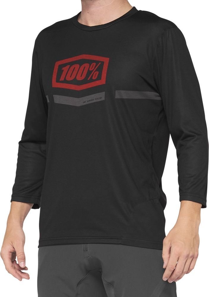 100% Koszulka męska 100% AIRMATIC 3/4 Sleeve black red roz. S (NEW 2022)