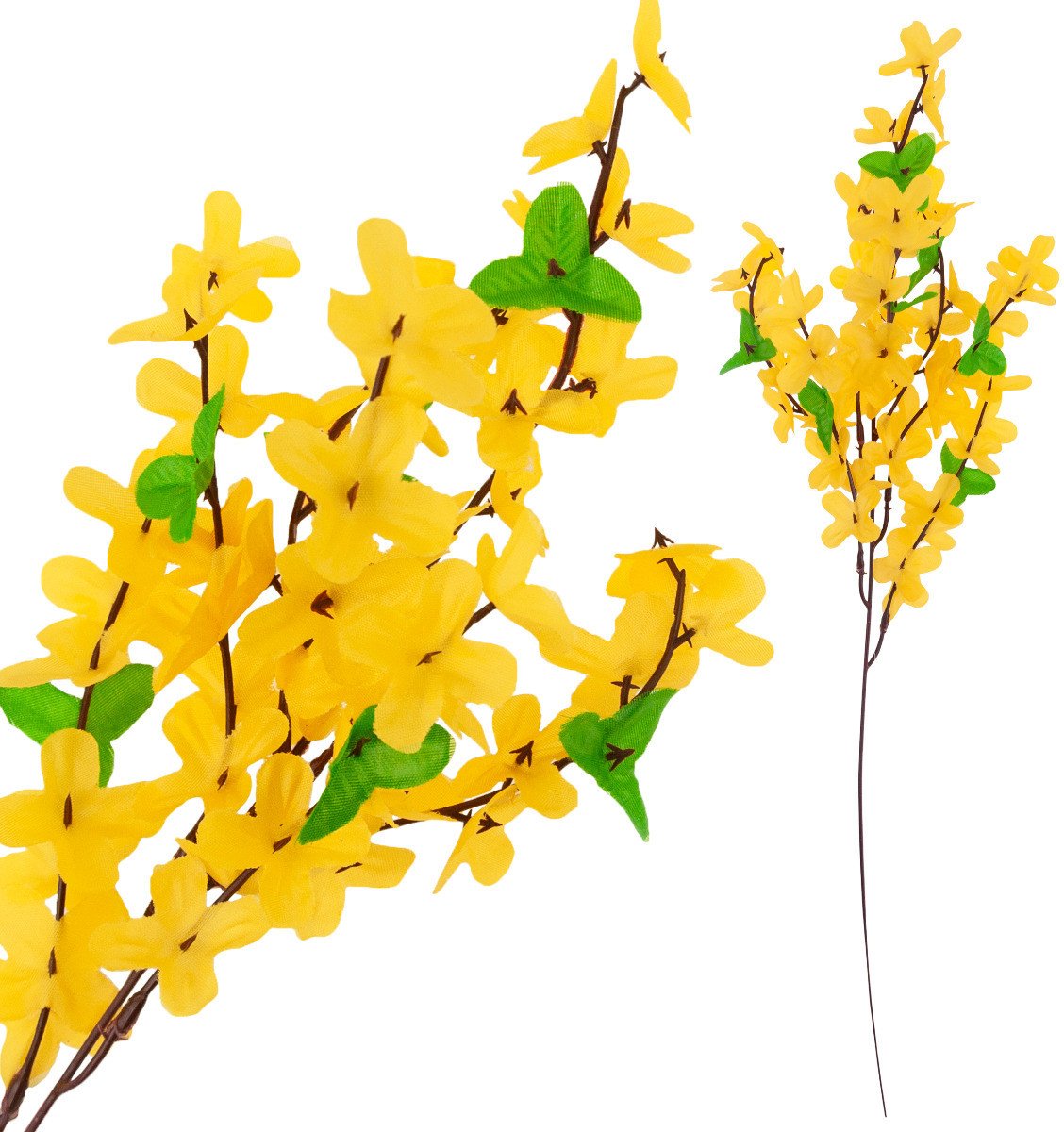 CV14393 FORSYCJA GAŁĄZKA ŻÓŁTA GAŁĄZKI WIELKANOC FORSYCJE NA GAŁĄZCE LIŚCIE stroik