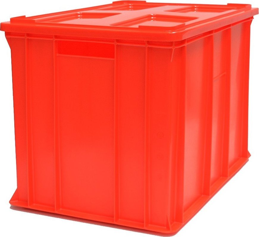 Artech Pojemnik transportowy EURO 410 z pokrywą, dno i ścianki pełne wym. 600 x 400 x 410 mm (kolor: czerwony)