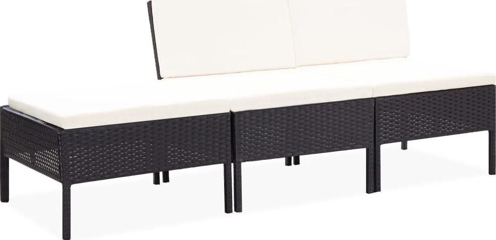 Elior Zestaw czarnych mebli ogrodowych z jasnymi poduszkami - Shannon 2X