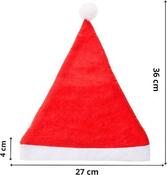 Springos Czapka św. Mikołaja z pomponem 27x36 cm zestaw 10 szt. czerwona UNIWERSALNY
