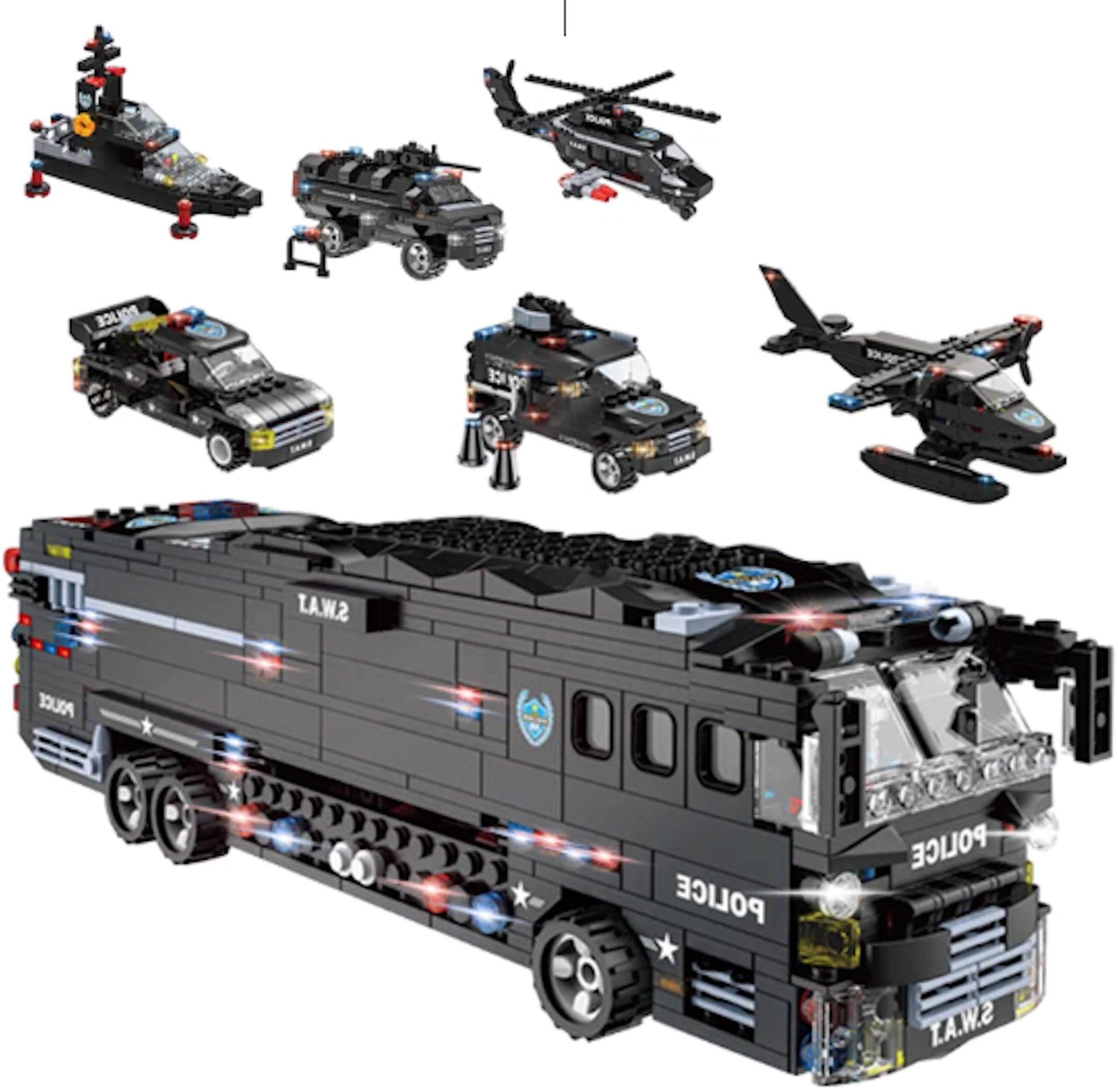 Coil klocki konstrukcyjne zestaw mega 1014 elementów samochód policja pojazd 6w1