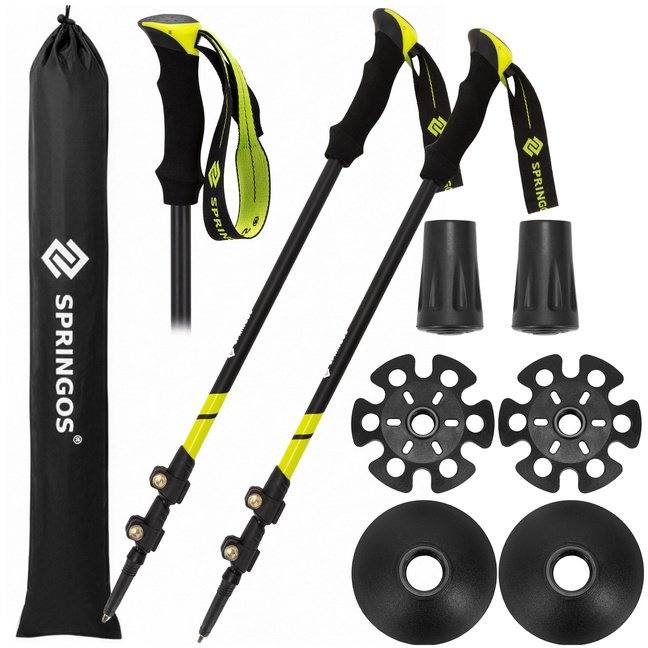 Kije trekkingowe z regulacją długości, składane kijki do chodzenia, nordic walking z trzema nakładkami UNIWERSALNY