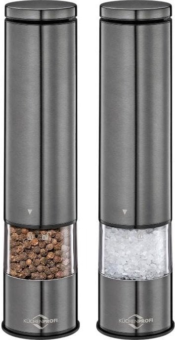 Kchenprofi Boston - Elektryczne młynki do soli i pieprzu z ceramicznym mechanizmem mielącym 23x5 cm 2 szt. (szary)