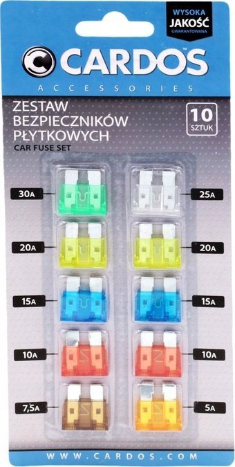 Bezpieczniki Płytkowe K2 Cardos Zestaw 10szt