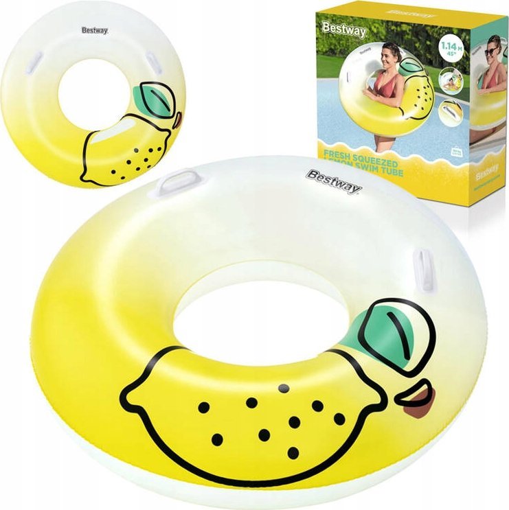 Bestway Dmuchane koło do pływania z uchwytami CYTRYNKA 114 CM 36448