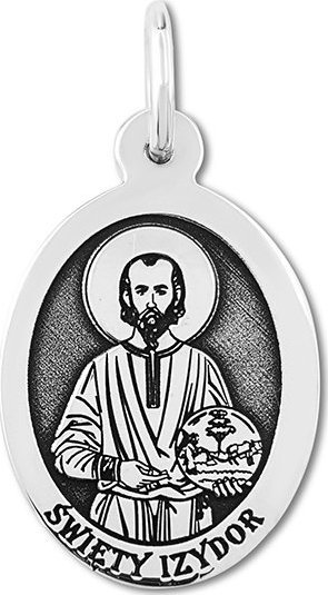 WĘC - Twój Jubiler Medalik srebrny z wizerunkiem Św. Izydora
