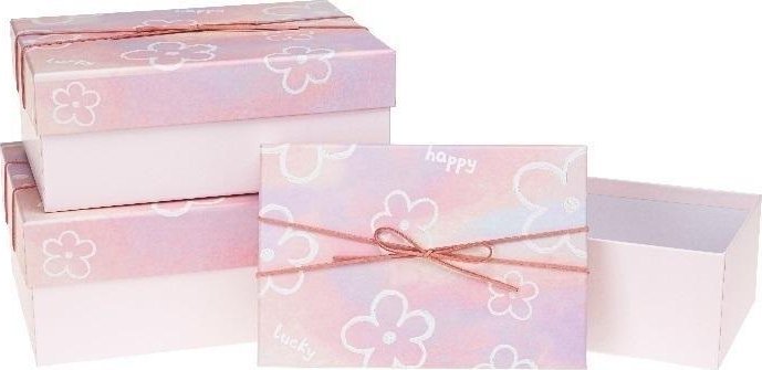 Pudełko prezentowe z kokardą 3szt kwiaty ROZETTE