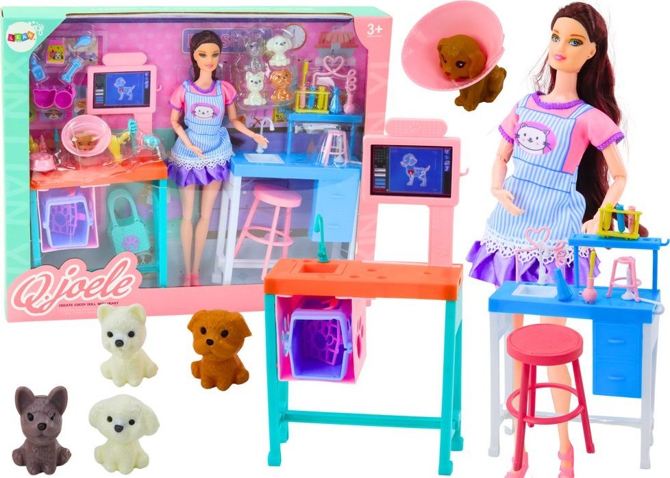 LeanToys Zestaw Lalka Weterynarz Gabinet Pielęgnacyjny Meble Akcesoria Zwierzaki