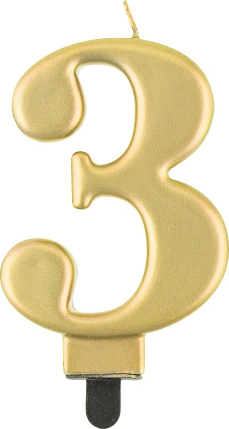 GoDan Świeczka urodzinowa "3" złota 8cm
