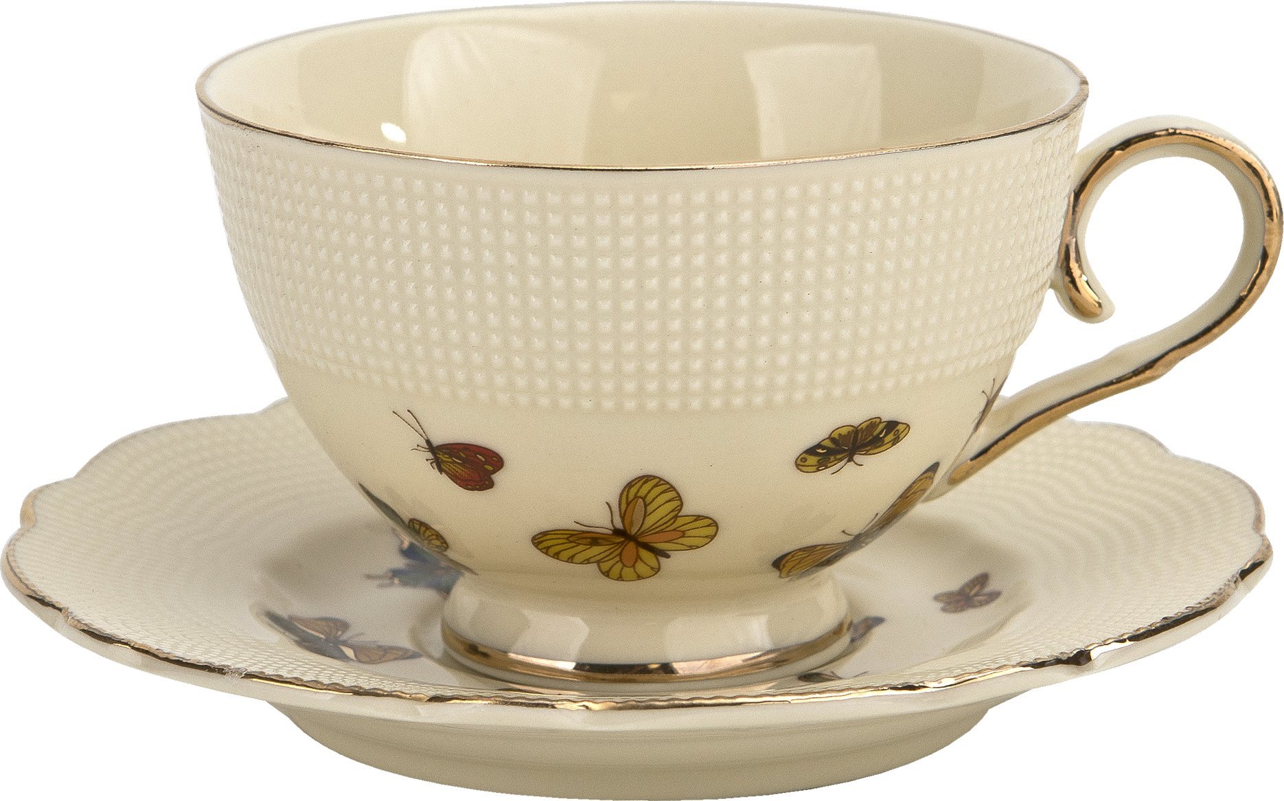 Komplet 2 filiżanek 125 ml + spodki Motylki