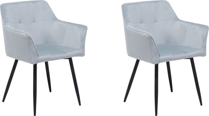 Beliani Zestaw 2 krzeseł do jadalni welurowy szary JASMIN
