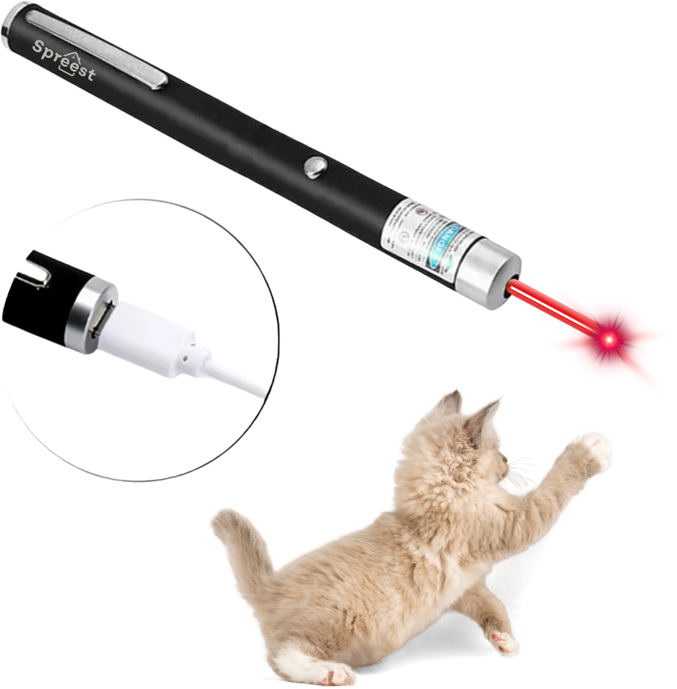 WSKAŹNIK LASEROWY CZERWONY AKUMULATOROWY DO PREZENTACJI ZABAWKA DLA KOTA