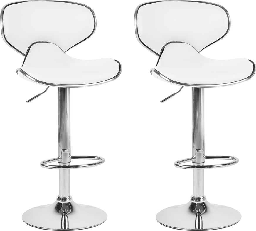 Beliani Zestaw 2 hokerów barowych regulowanych ekoskóra biały CONWAY