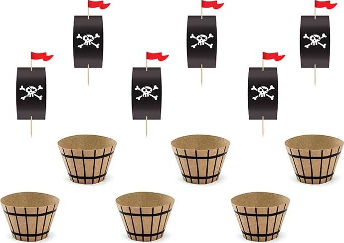 Party Deco Zestaw do muffinek Piraci, mix, 6 szt. uniwersalny