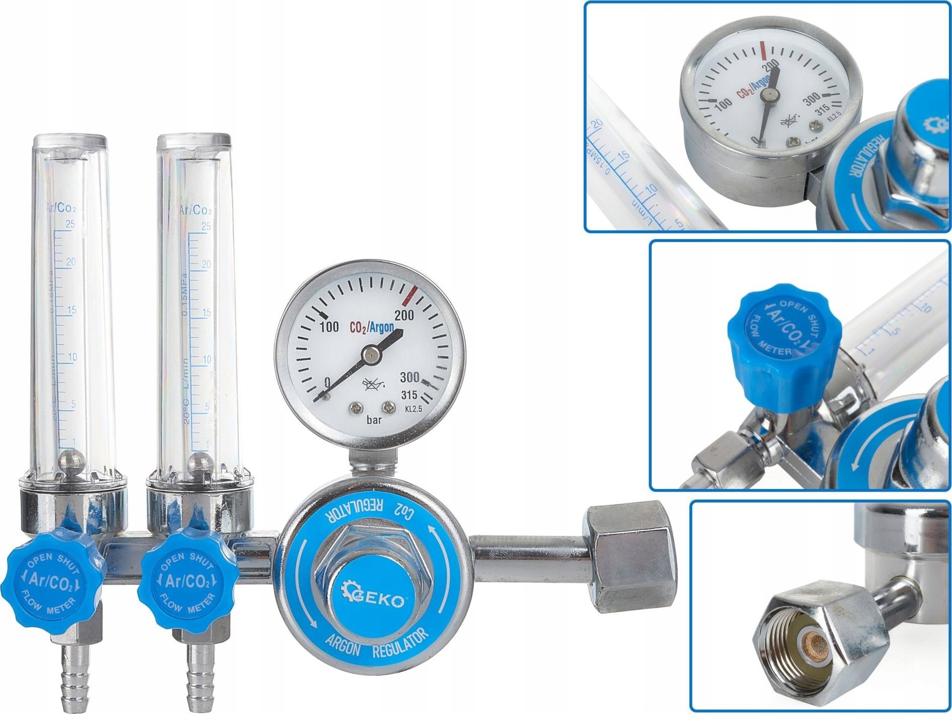 Geko Reduktor CO2/ARGON z dwoma rotametrami (10)