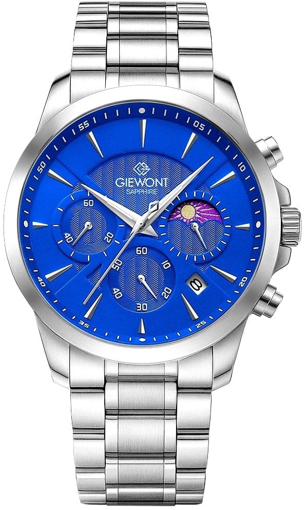 Zegarek Giewont Zegarek Męski Chronograph Sapphire Srebrno Niebieski GW9460-B3
