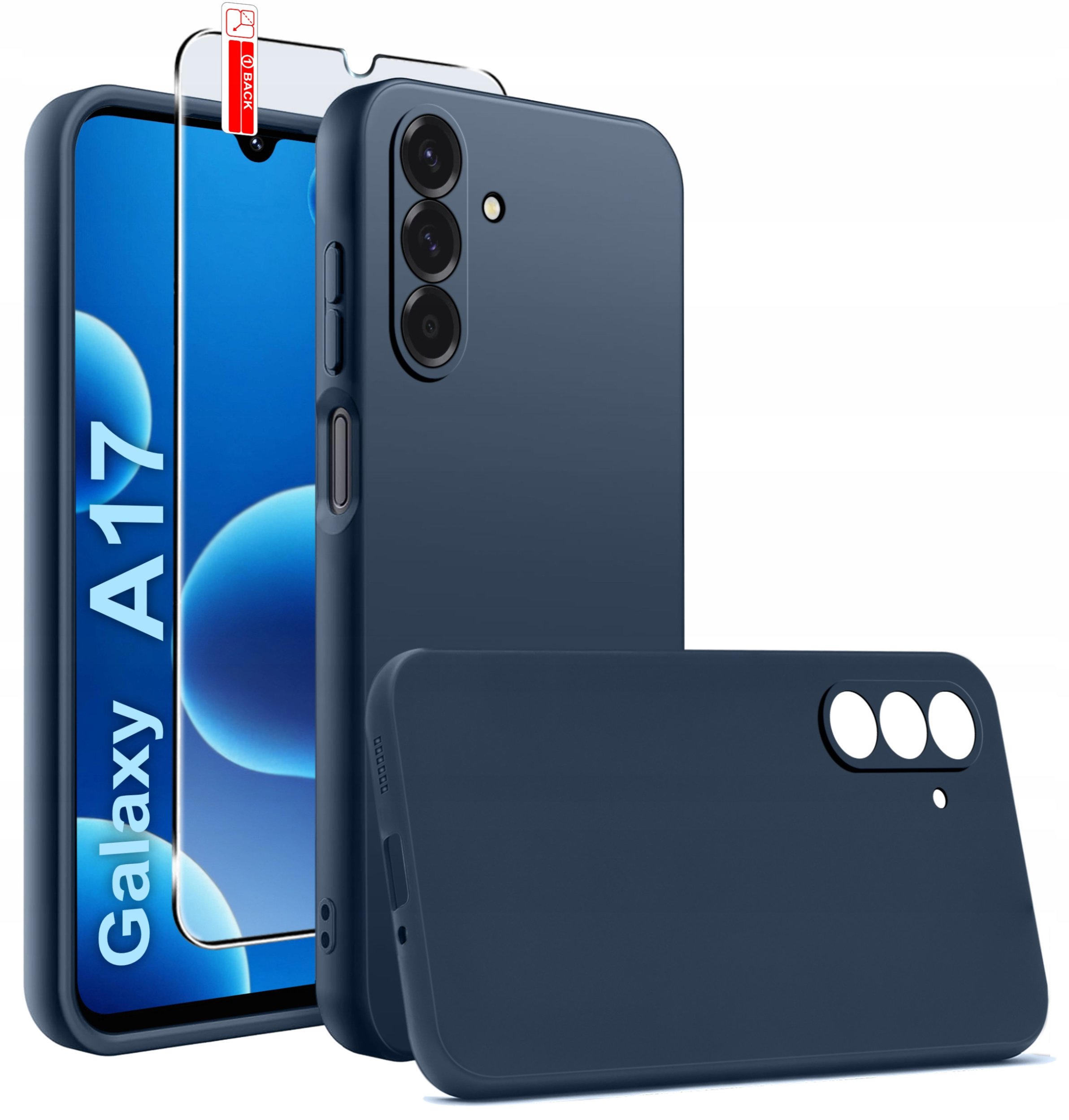 Etui Granatowe Matowe Silikon Slim do Samsung A17 5G + SZKŁO 9H
