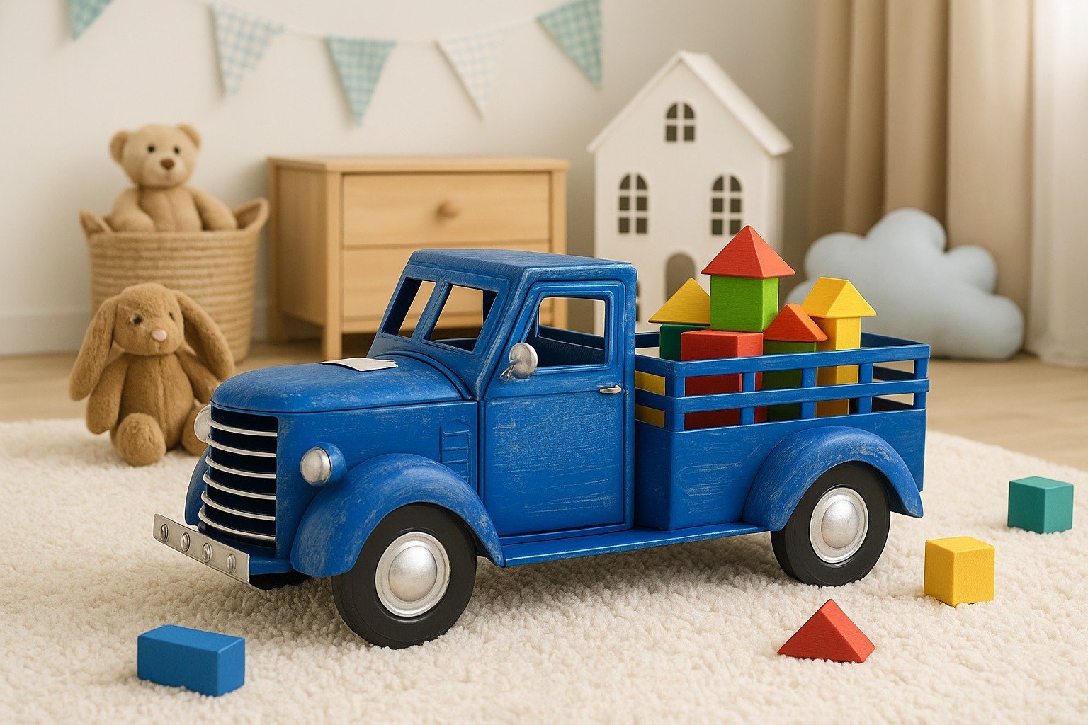 Ozdoba metalowa Samochód niebieski 46 cm