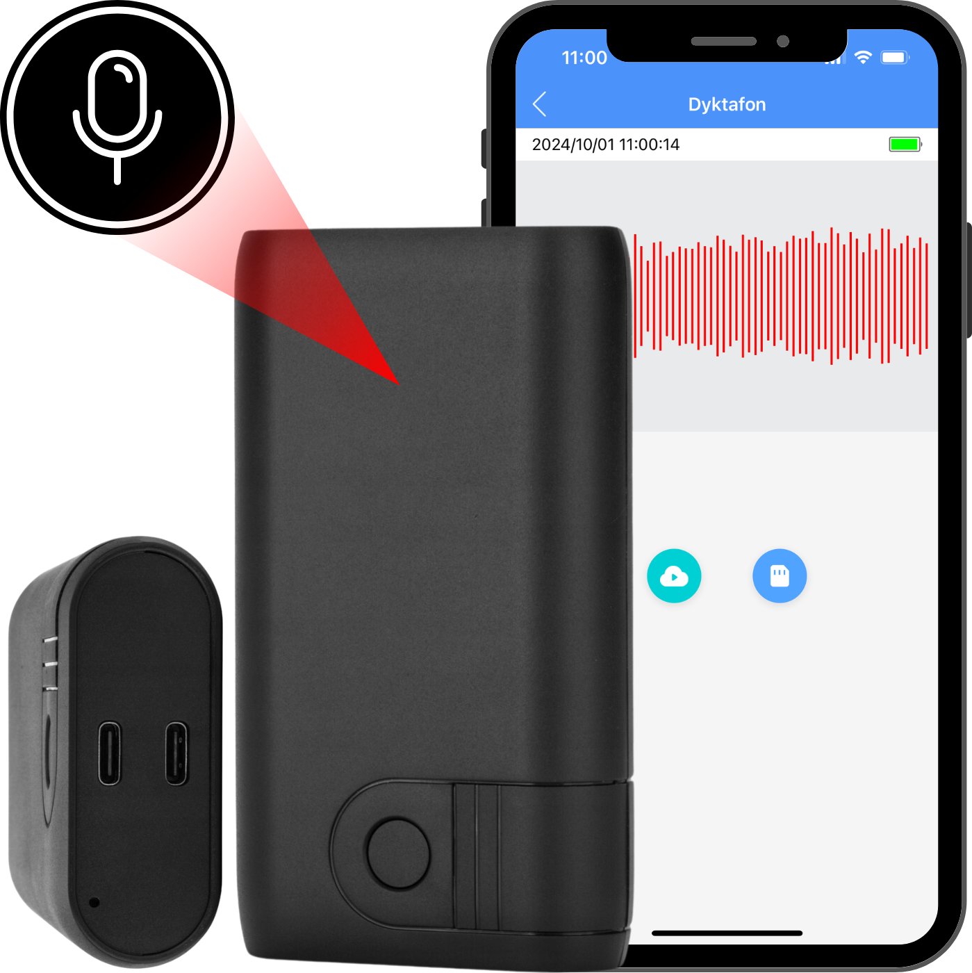 DYKTAFON SZPIEGOWSKI WIFI PODSŁUCH MAŁY MAGNES APLIKACJA ZDALNY PODSŁUCH