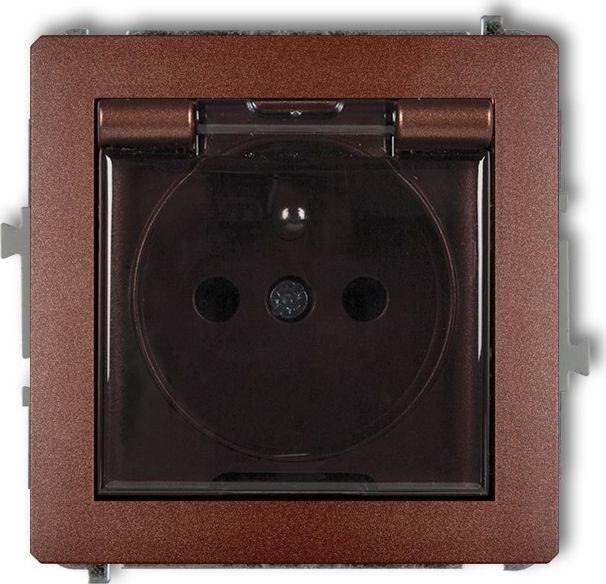 Karlik DECO Gniazdo bryzgoszczelne z/u (klapka dymna) brązowy metalik 9DGPB-1zd