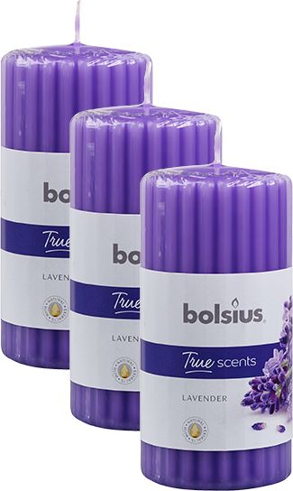 Bolsius Świeca pieńkowa walec BOLSIUS True Scents 33H 12CM 3szt. LAWENDA