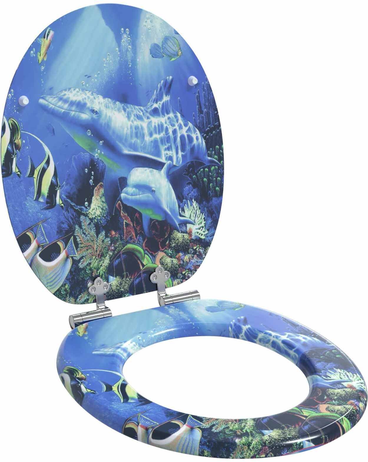 vidaXL Deska toaletowa Niebieski 44 x 38 cm Płyta MDF