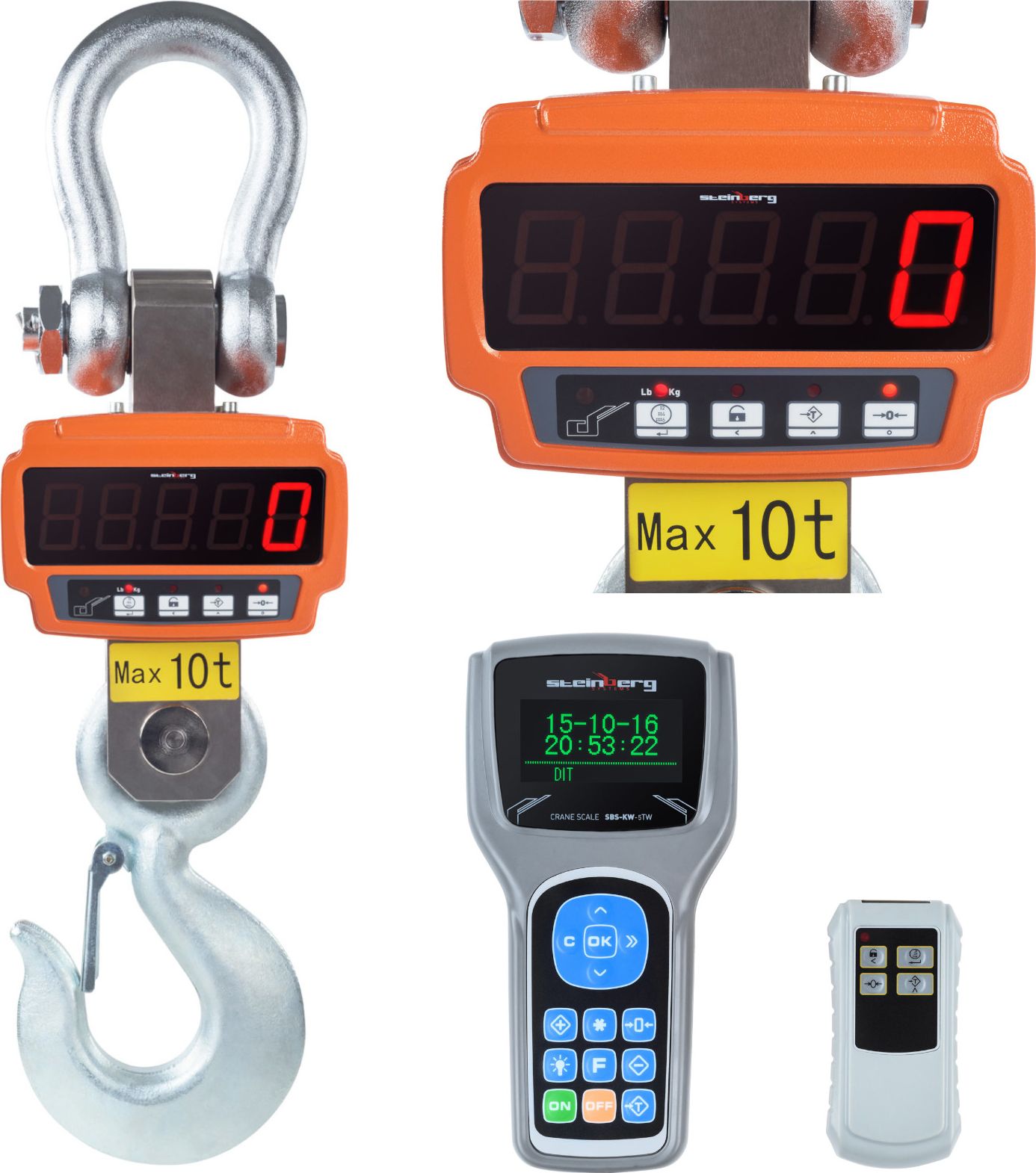 Steinberg Waga hakowa profesjonalna z pilotem i czytnikiem do 10 ton 10T Waga hakowa z pilotem i czytnikiem SBS-KW-10TW do 10 ton