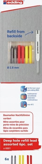 Edding Wymienne wkłady e-8881 EDDING, do ołówka e-8880, 6 szt., blister, mix kolorów