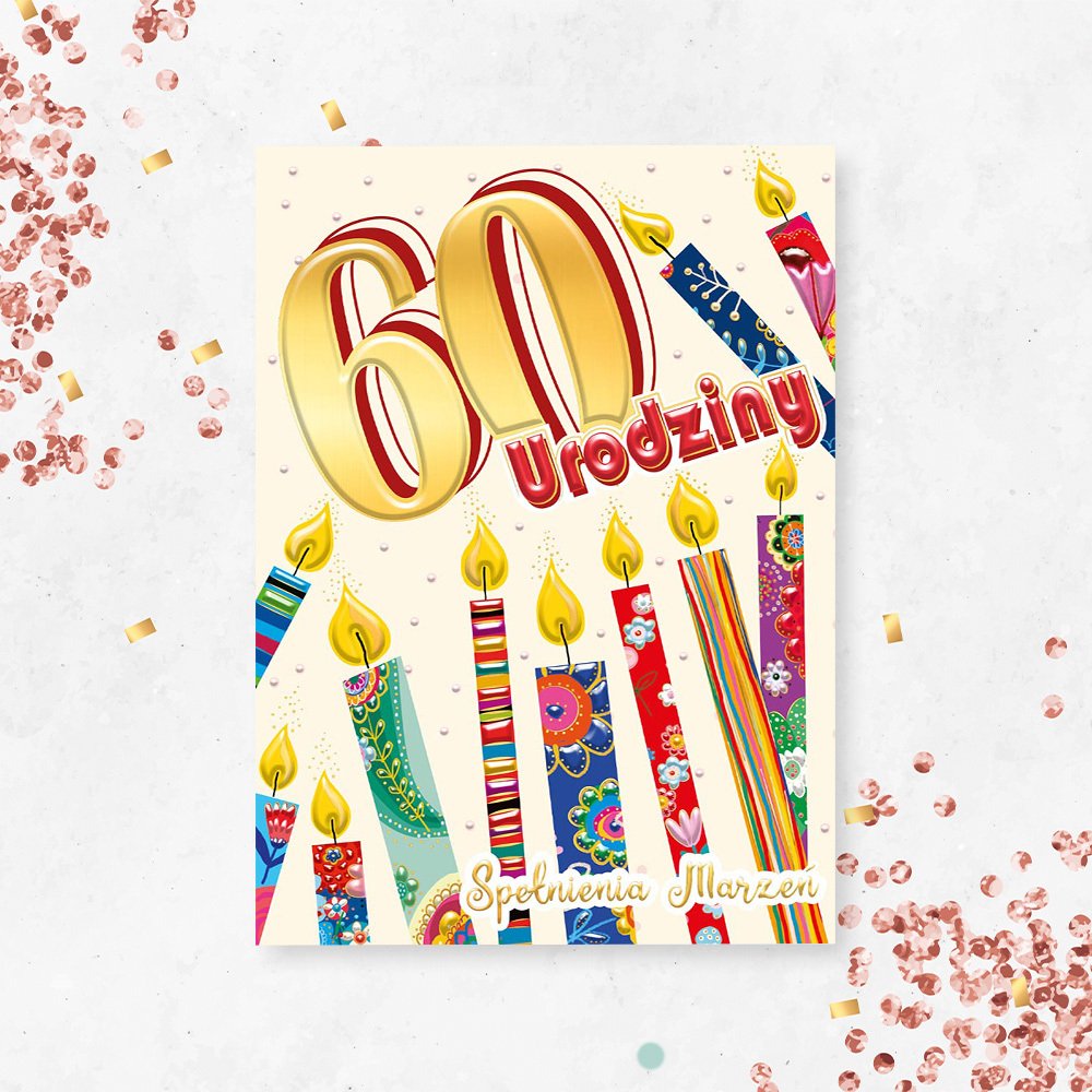 Karnet A5 Urodziny 60 - Świeczki