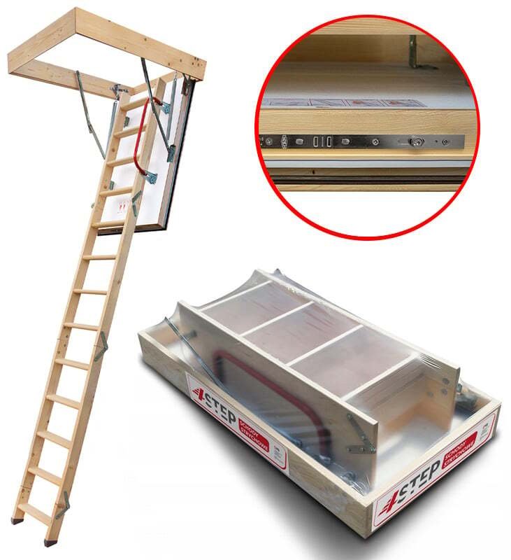 Drzwi Przesuwne Schody Strychowe NORDIC 86mm 120x70 0,44W CIEPŁE H305 cm + uszczelka