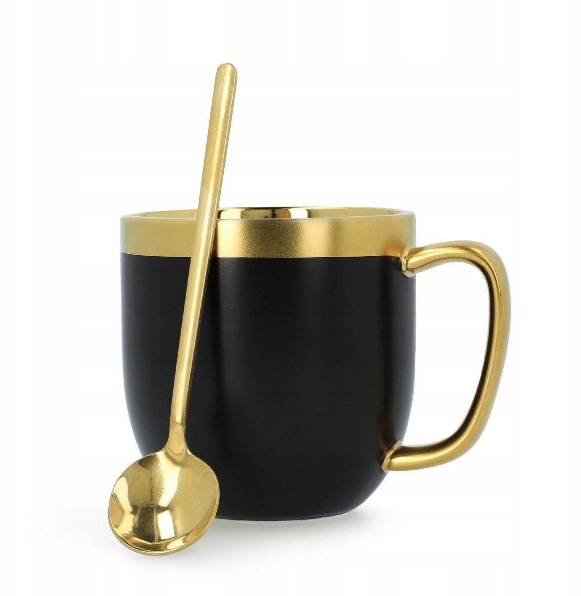 Cup with a spoon Homla SINNES Matt Black, 280 ml