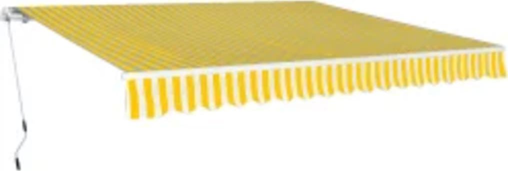 vidaXL Markiza zwijana ręcznie, 600 cm, żółto-biała