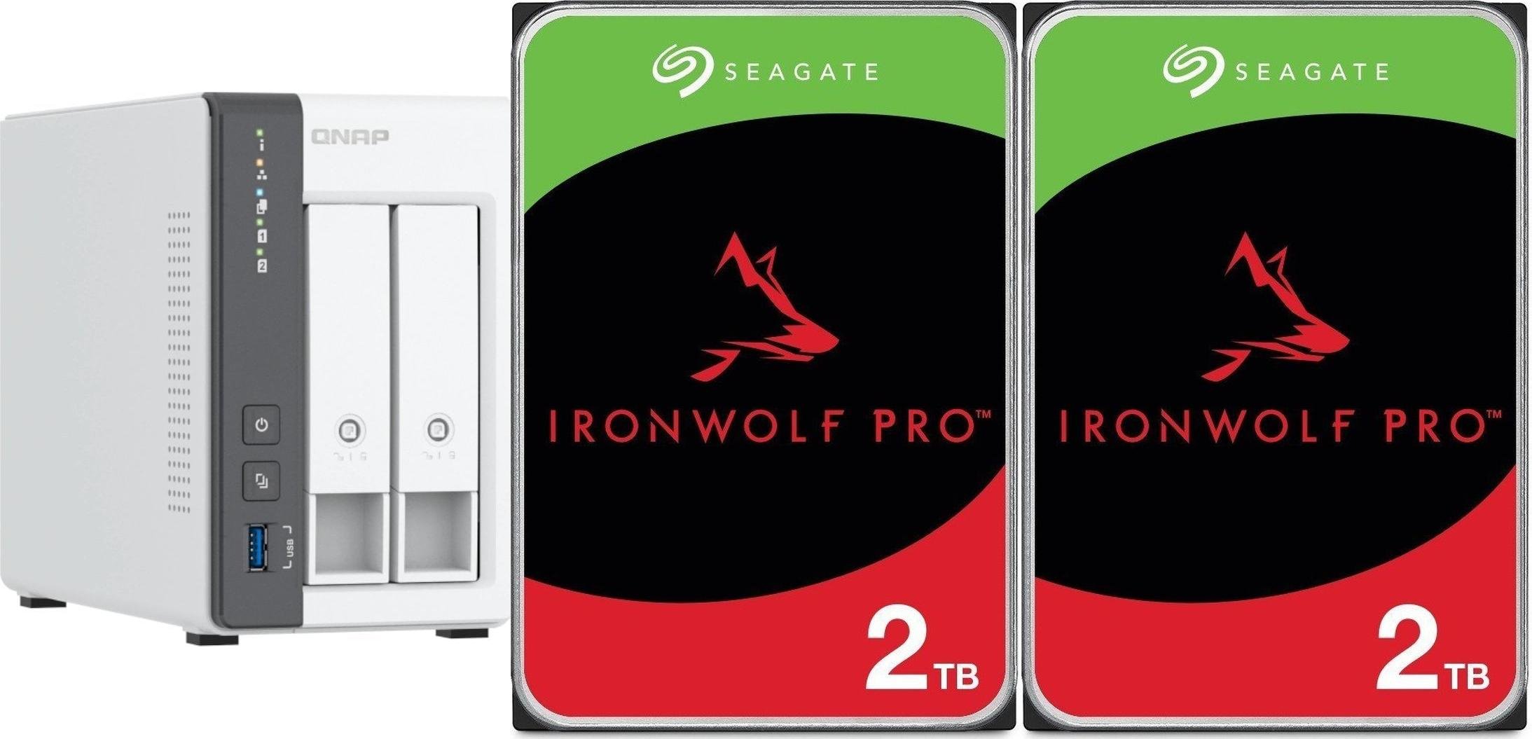 Serwer plików Qnap TS-216G + 2x Seagate IronWolf 2TB (ST2000VN003)