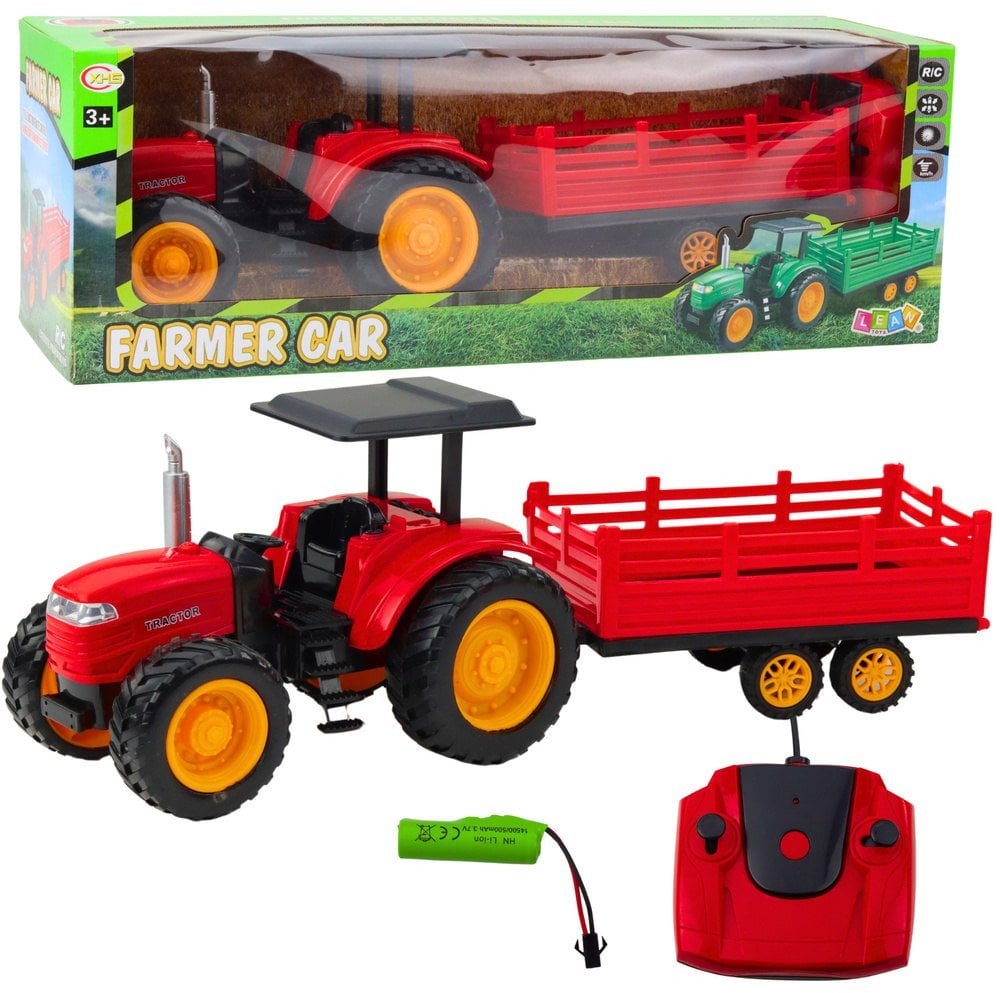 Traktor Farmerski Z Przyczepą Zdalnie Sterowany RC Czerwony LEAN Toys