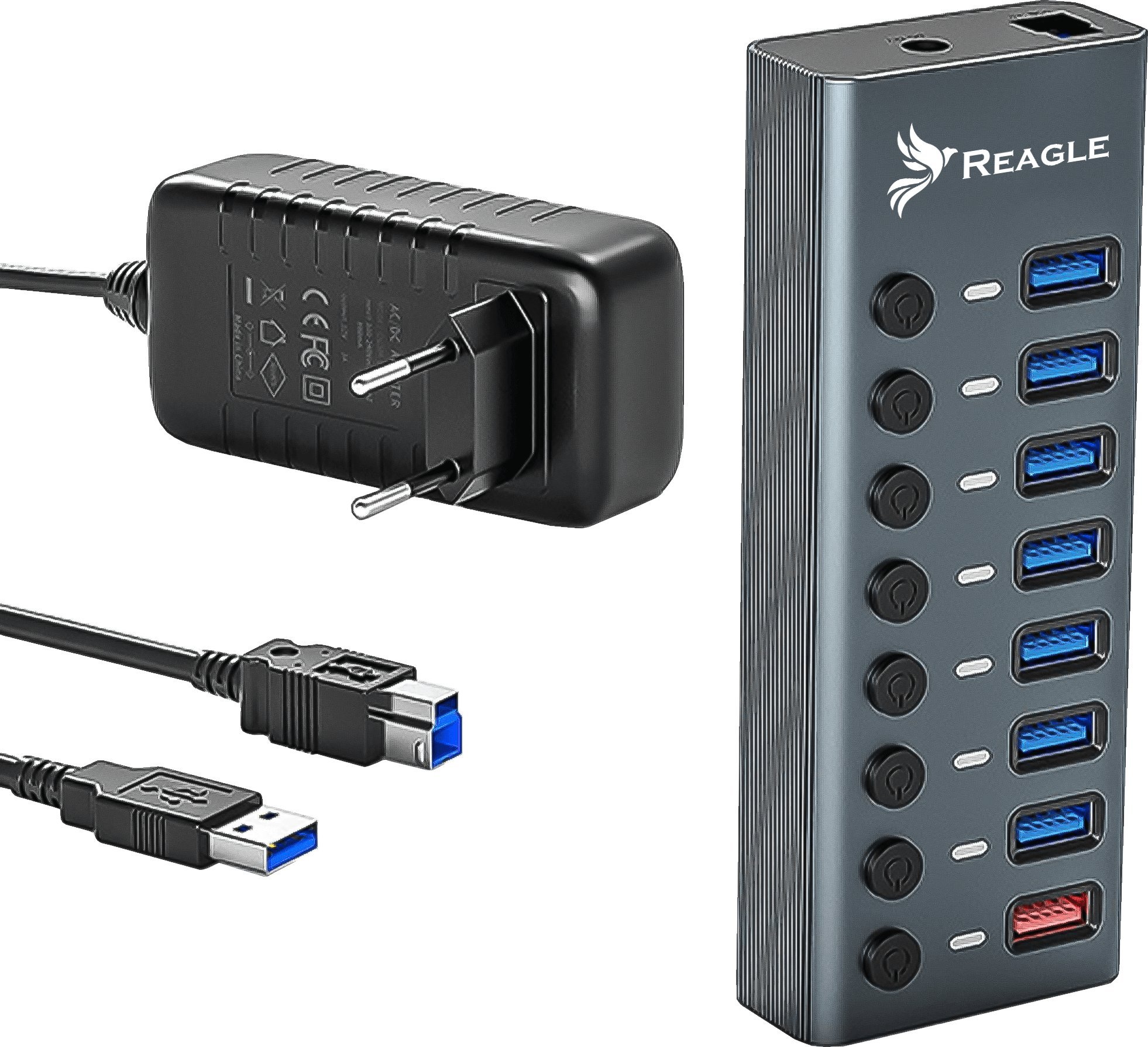 HUB USB Reagle Reagle HUB USB 3.1 PRO Aktywny 8 Portów USB-A Zasilacz 36W