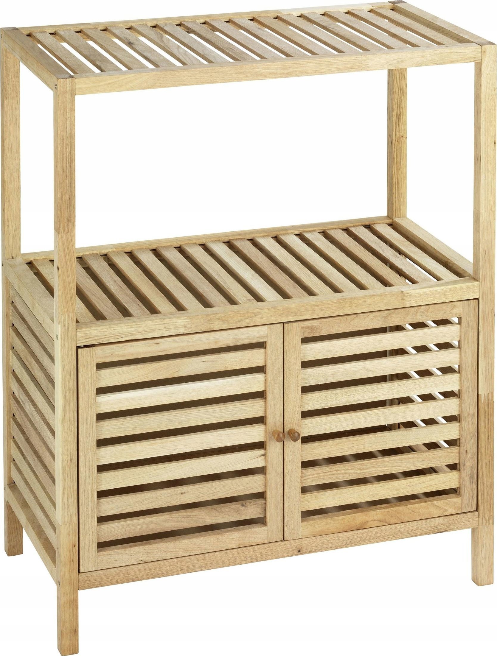 Wenko Nowoczesny regał Norway, 3 poziomy, 2 póki, 1 zamykana szafka, wykonany z litego drewna orzechowego, olejowany, marka WENKO